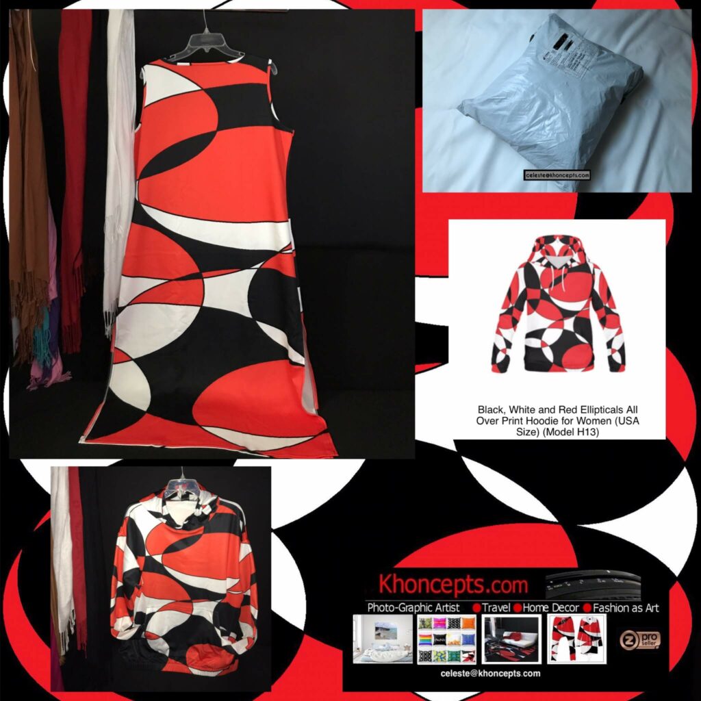 Black, White and Red Ellipticals art designed hoodie