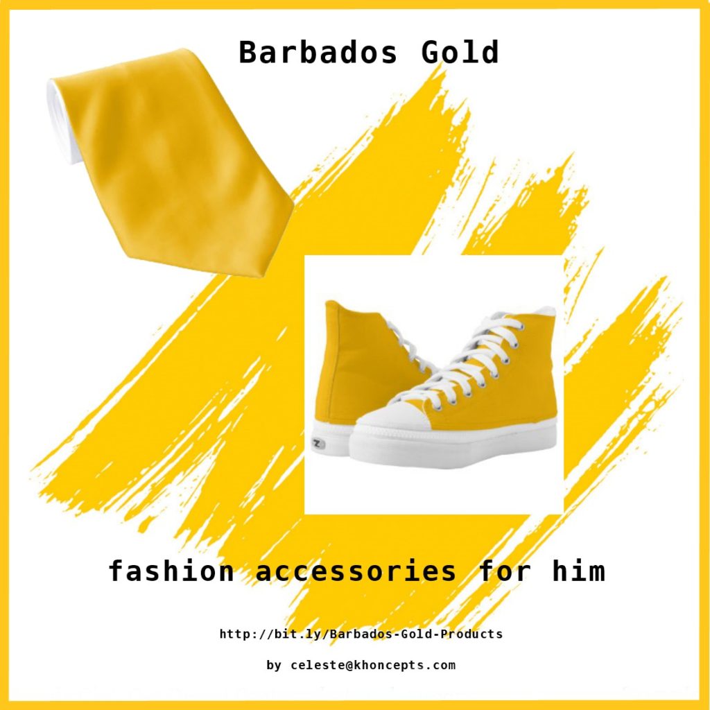 Gold high top sneakers and matching neck tie