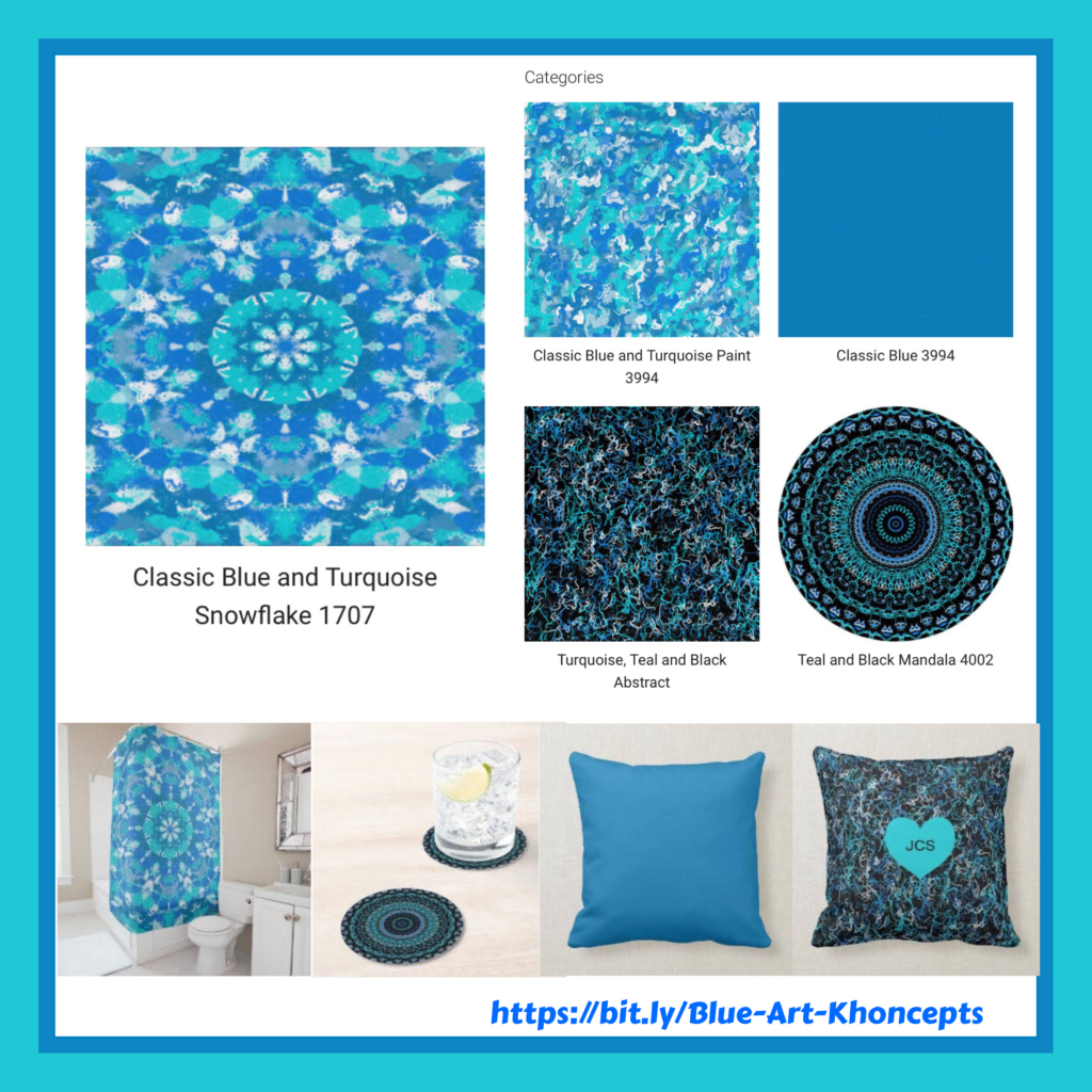 Turquoise and blue patterned home decor and gift products