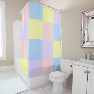 Pastel Spring Checkers shower curtain