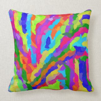 Colorful Neon Magic Marker graphic art designed throw pillow