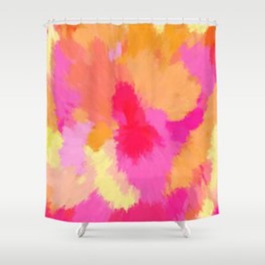 Pink, Orange and Yellow Watercolor shower curtain