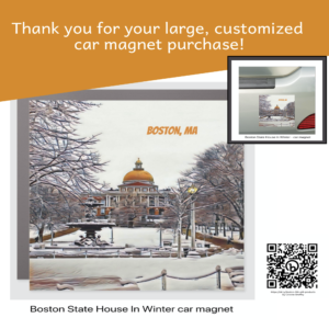 Boston State House in Winter car magnet