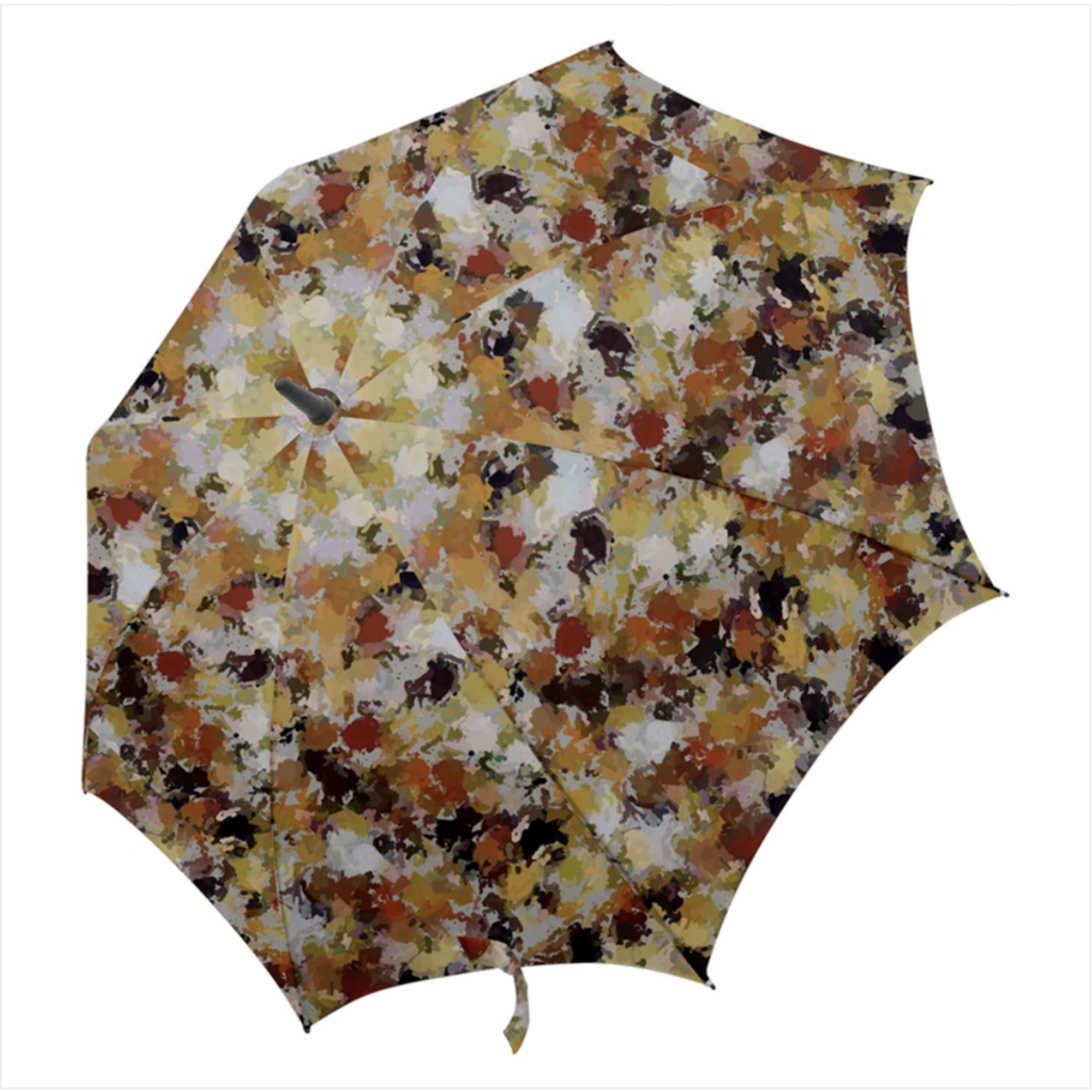 Brown and Yellow Paint Splatter medium hook handle umbrella