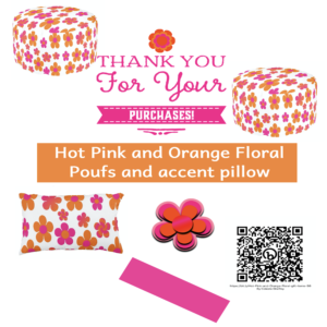 Cheerful Hot Pink and Orange Floral pop art pouf pillows purchased!