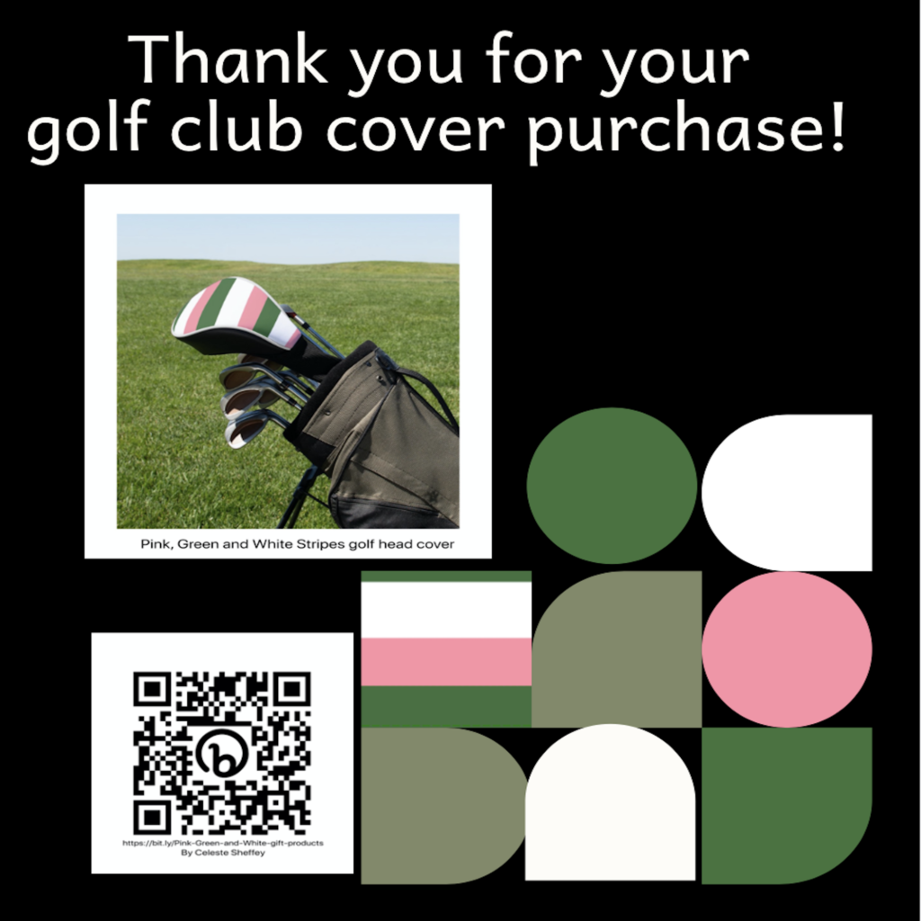 Pink, Green and White Stripes golf head cover