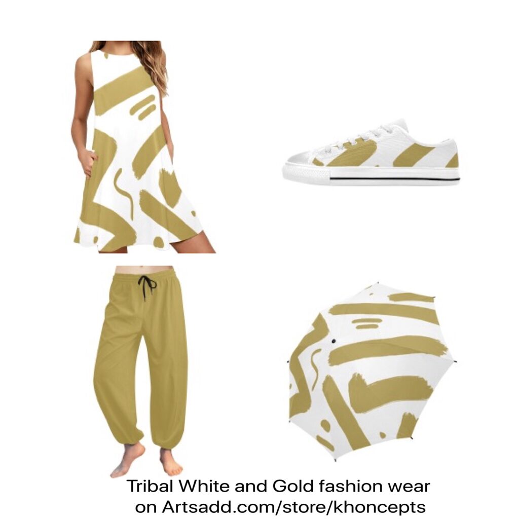 Tribal Gold and White fashio and accessories on Artsadd.com