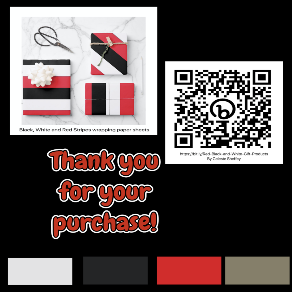 Striking Black, White and Red Striped wrapping paper sheets