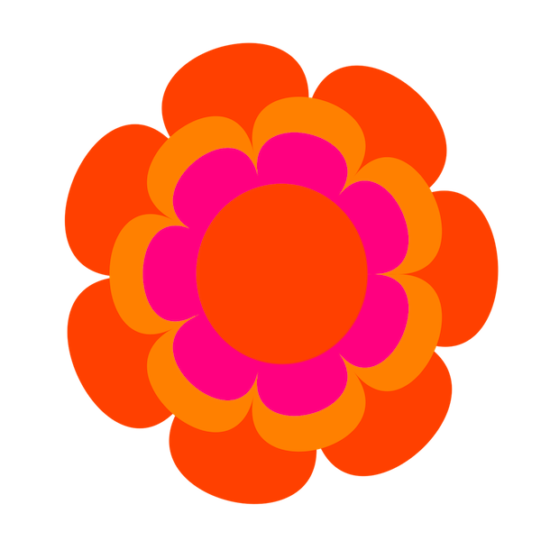 Bright Orange and Hot Pink Pop Art Flower by celeste@khoncepts.com