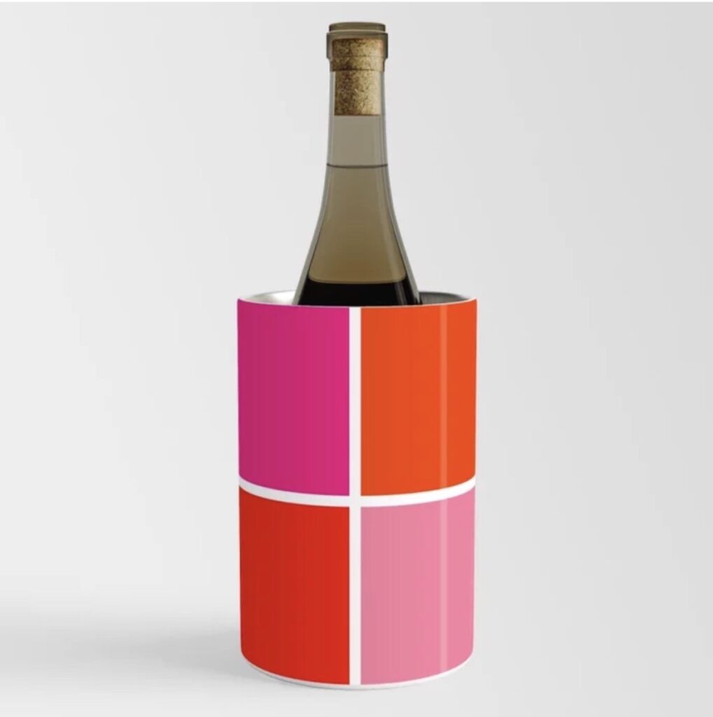 Pink and Orange checkered wine chiller