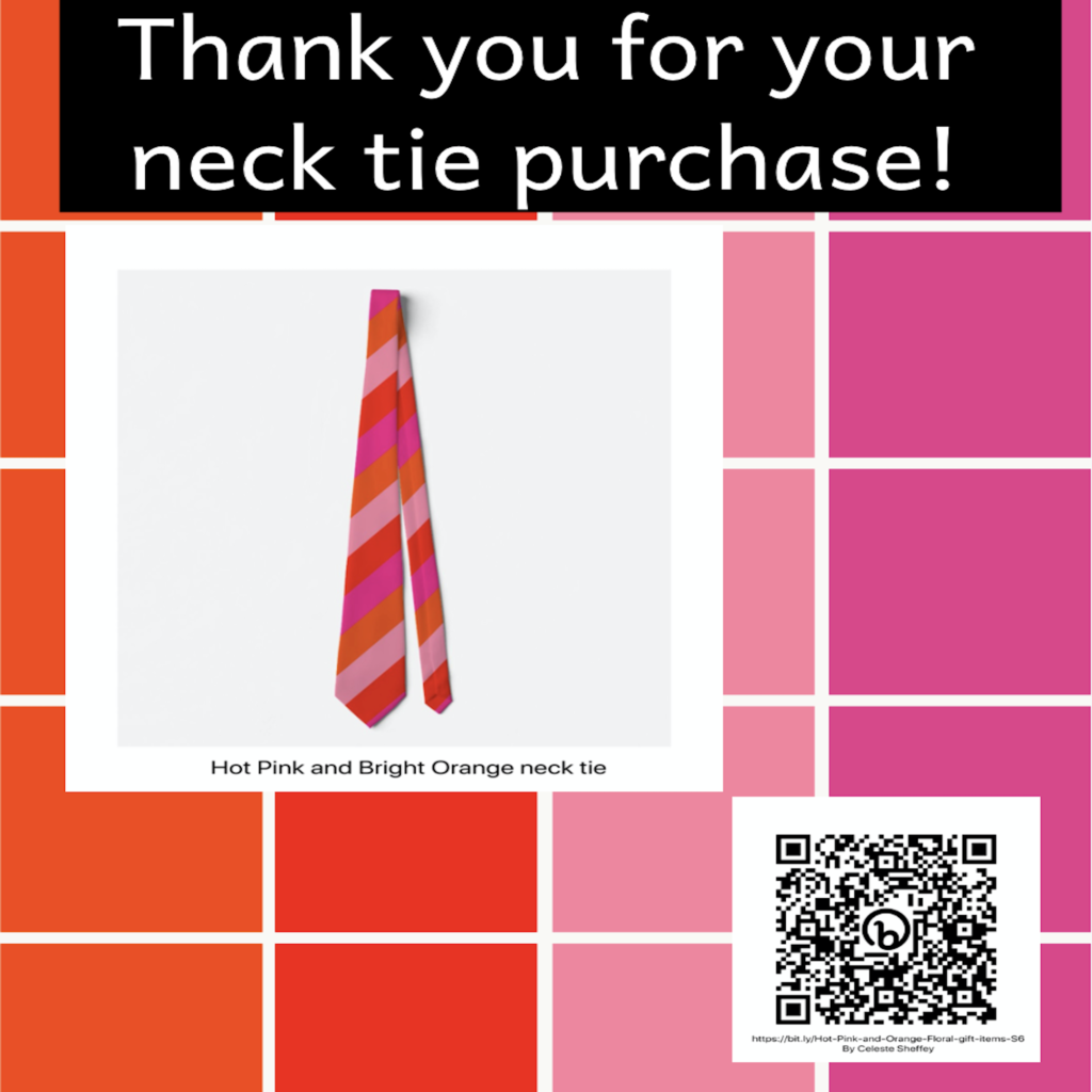 Pink and Orange striped neck tie