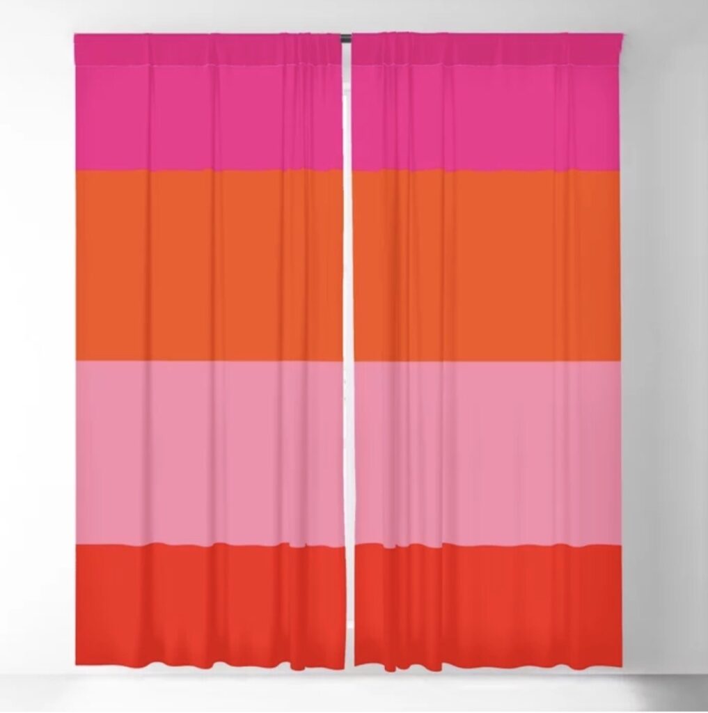 Pink and Orange Stripes window curtains