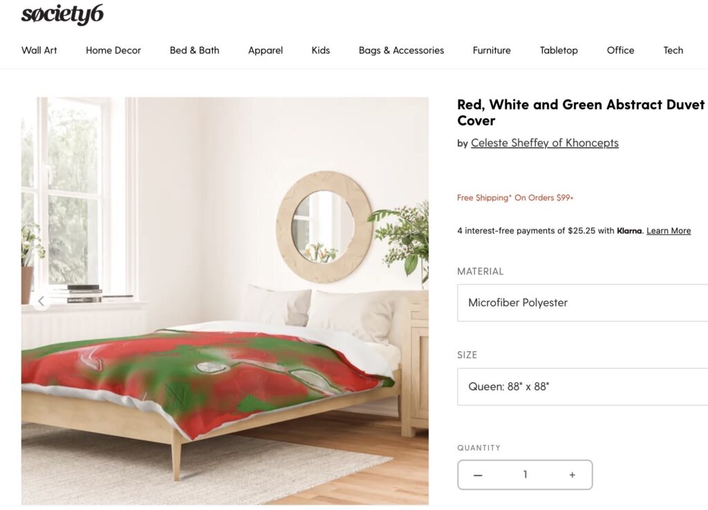 Red, White and Green Abstract design duvet covers