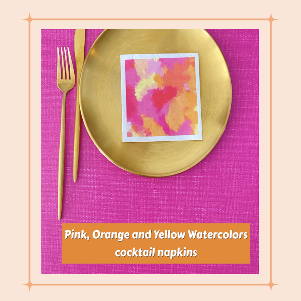 Pink, Orange and Yellow Watercolors cocktail napkins