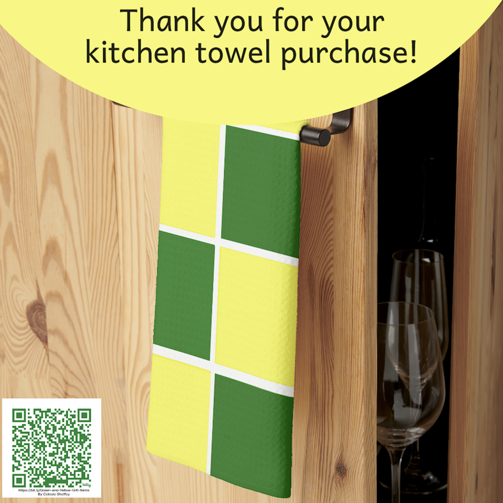 Green and Yellow checkered kitchen towel
