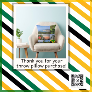 throw pillow featuring several travel photos of Jamaica
