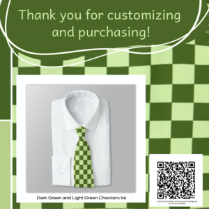 Light and dark green checkered neck tie