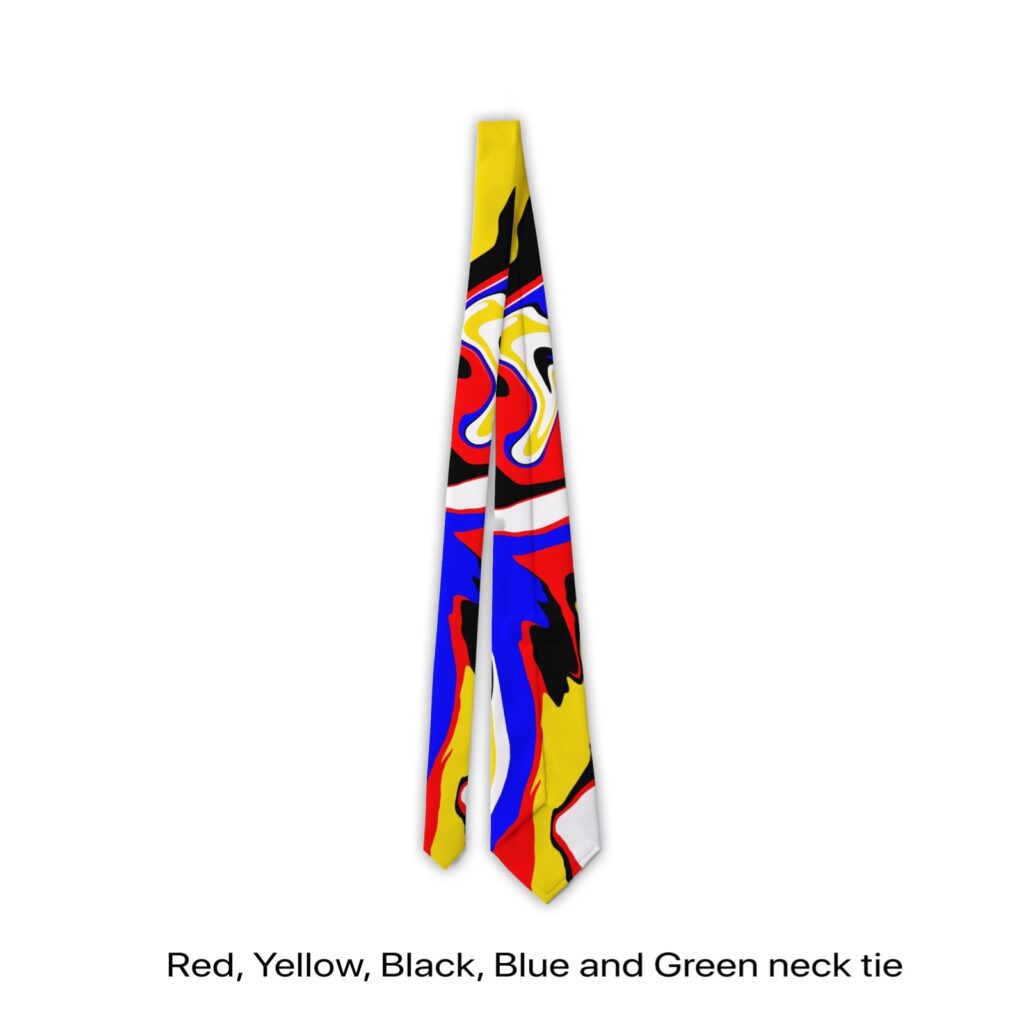 Red, Yellow, Black, Blue and Green neck tie