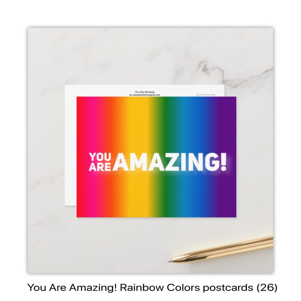 You Are Amazing! Rainbow Colors postcard
