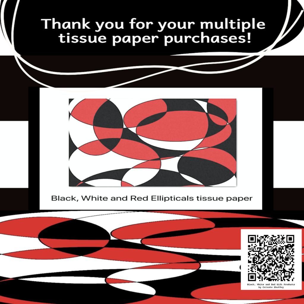 Black, Red and White graphic tissue paper