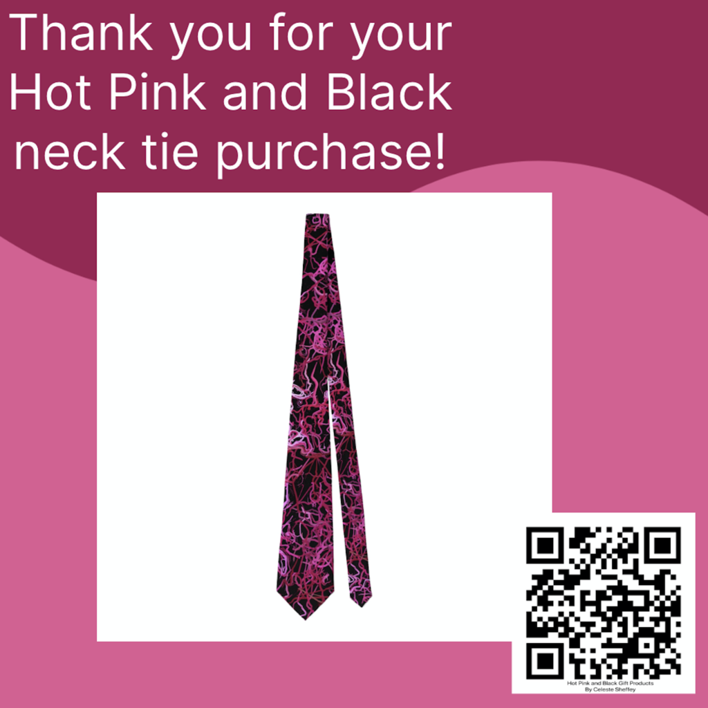 Pink and Black graphic designed neck tie