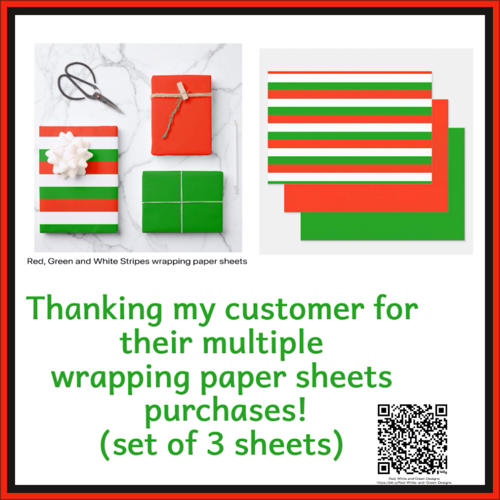 Red, White and Green wrapping paper sheets