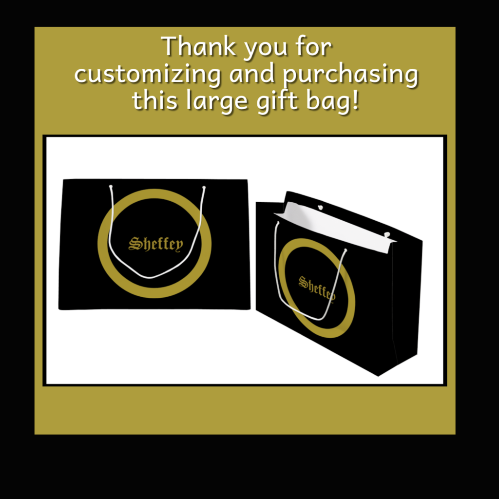 Large black and gold personalized gift bag