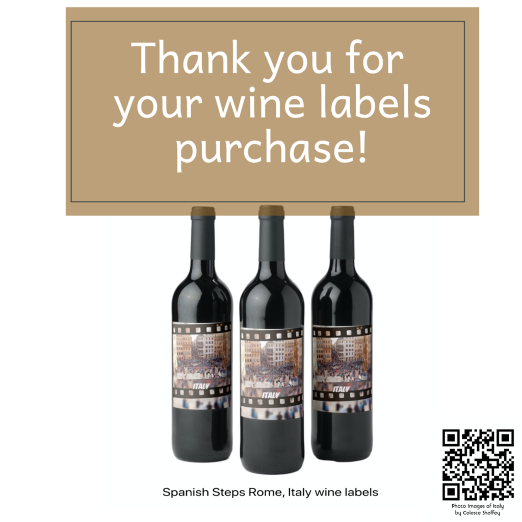 Italy inspired wine labels of the Spanish Steps