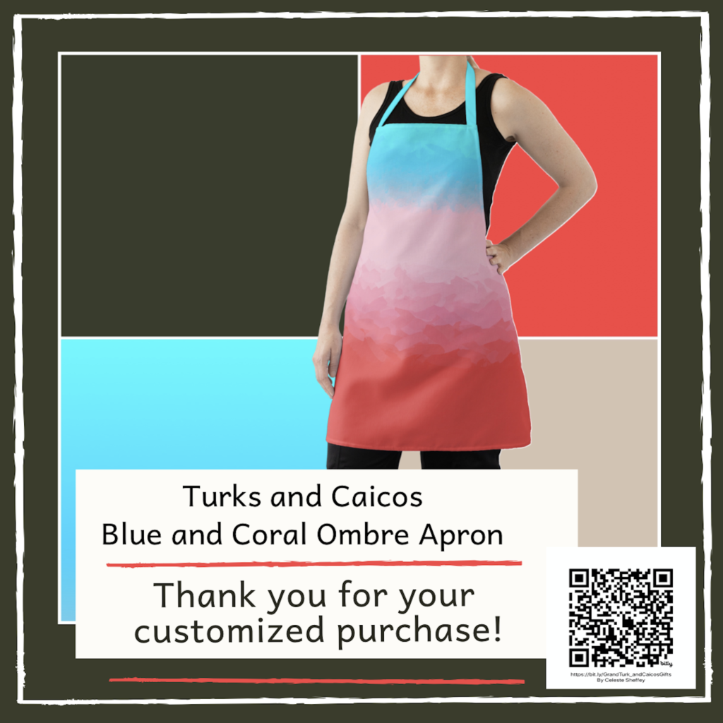 Blue and Coral ombre apron