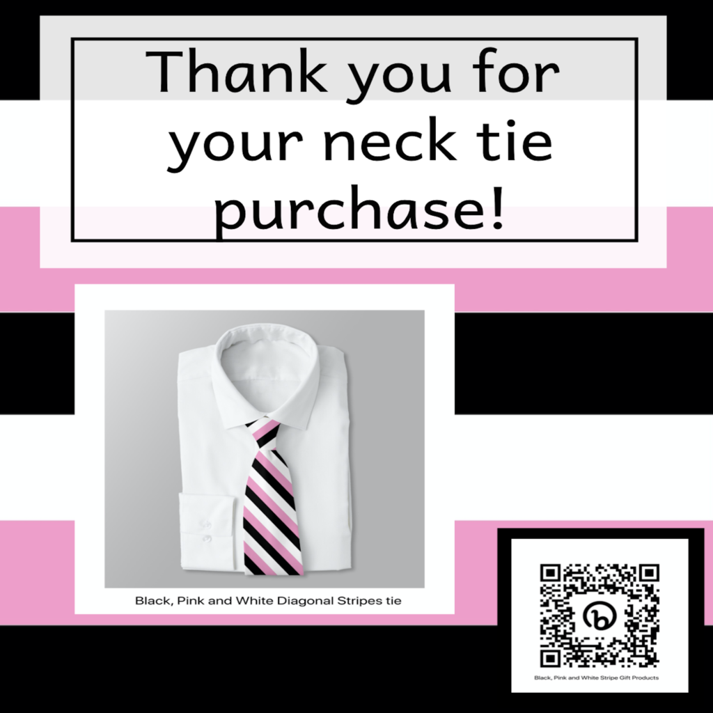 Black, White and Pink diagonal stripes neck tie