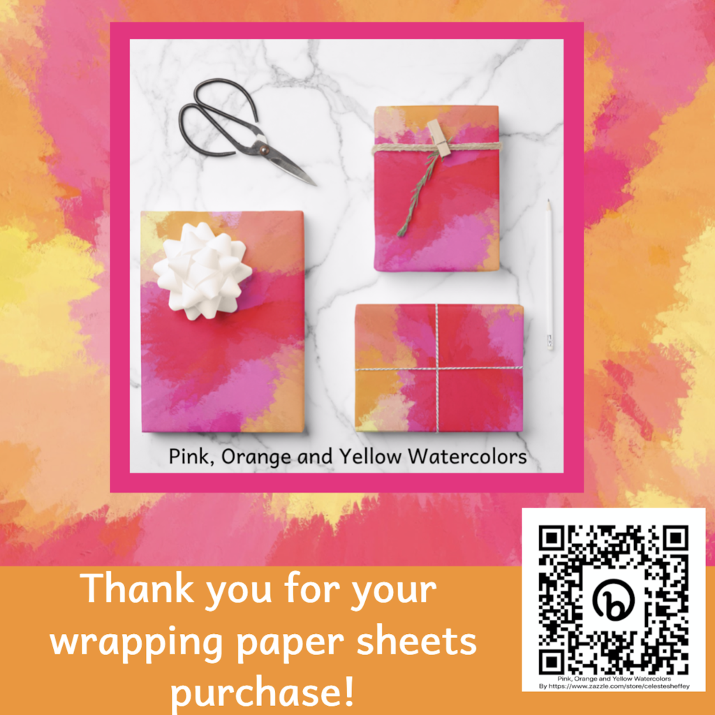 Pink, Orange and Yellow Watercolors wrapping paper sheets